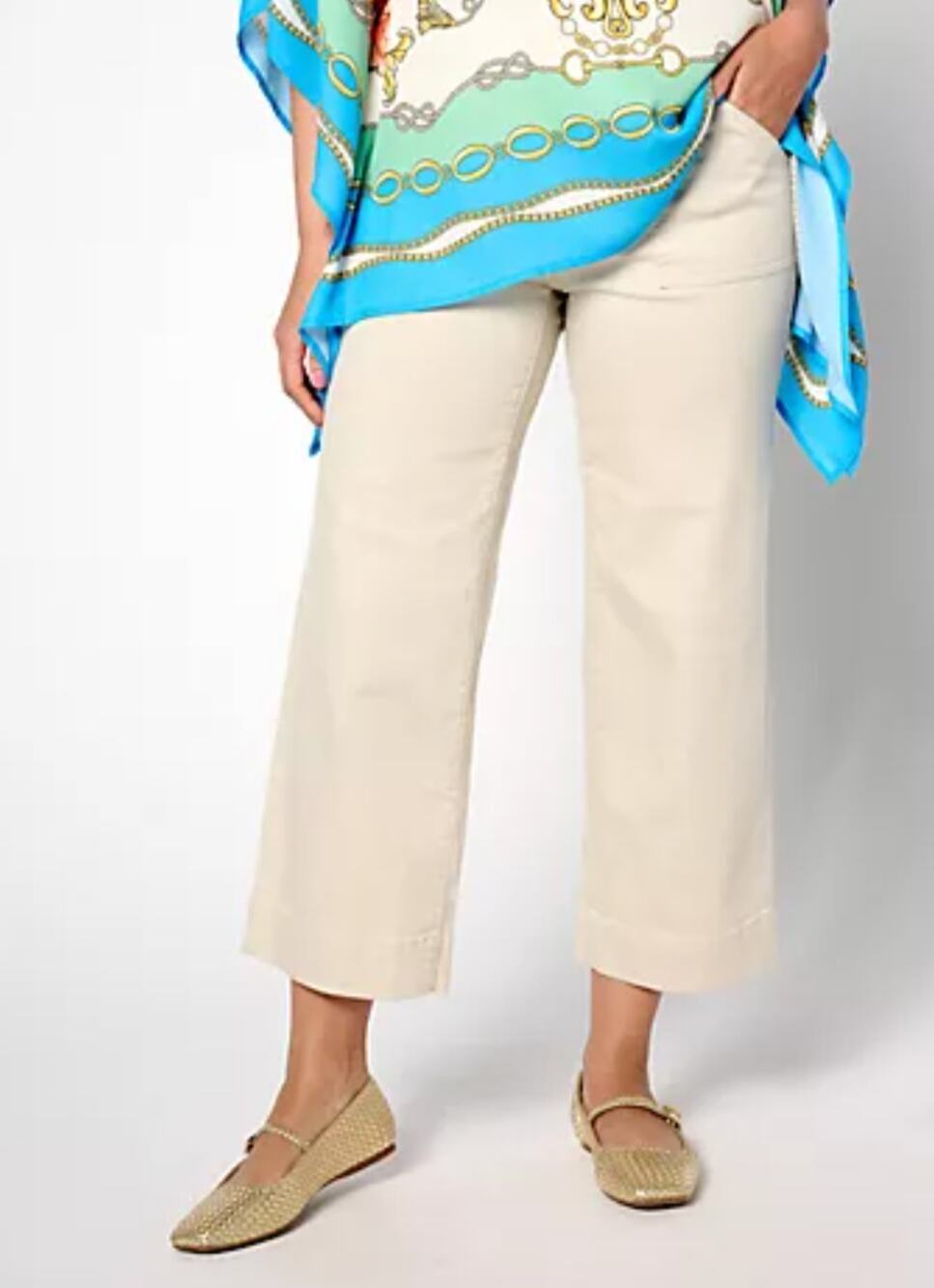 Belle by Kim Gravel Petite TripleLuxe Twill Crop Pants KHAKI Womens 0P Petite
